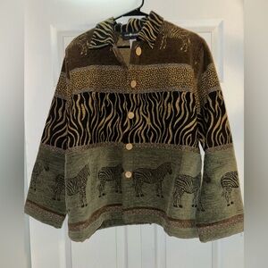 Animal Print Button-Up Jacket